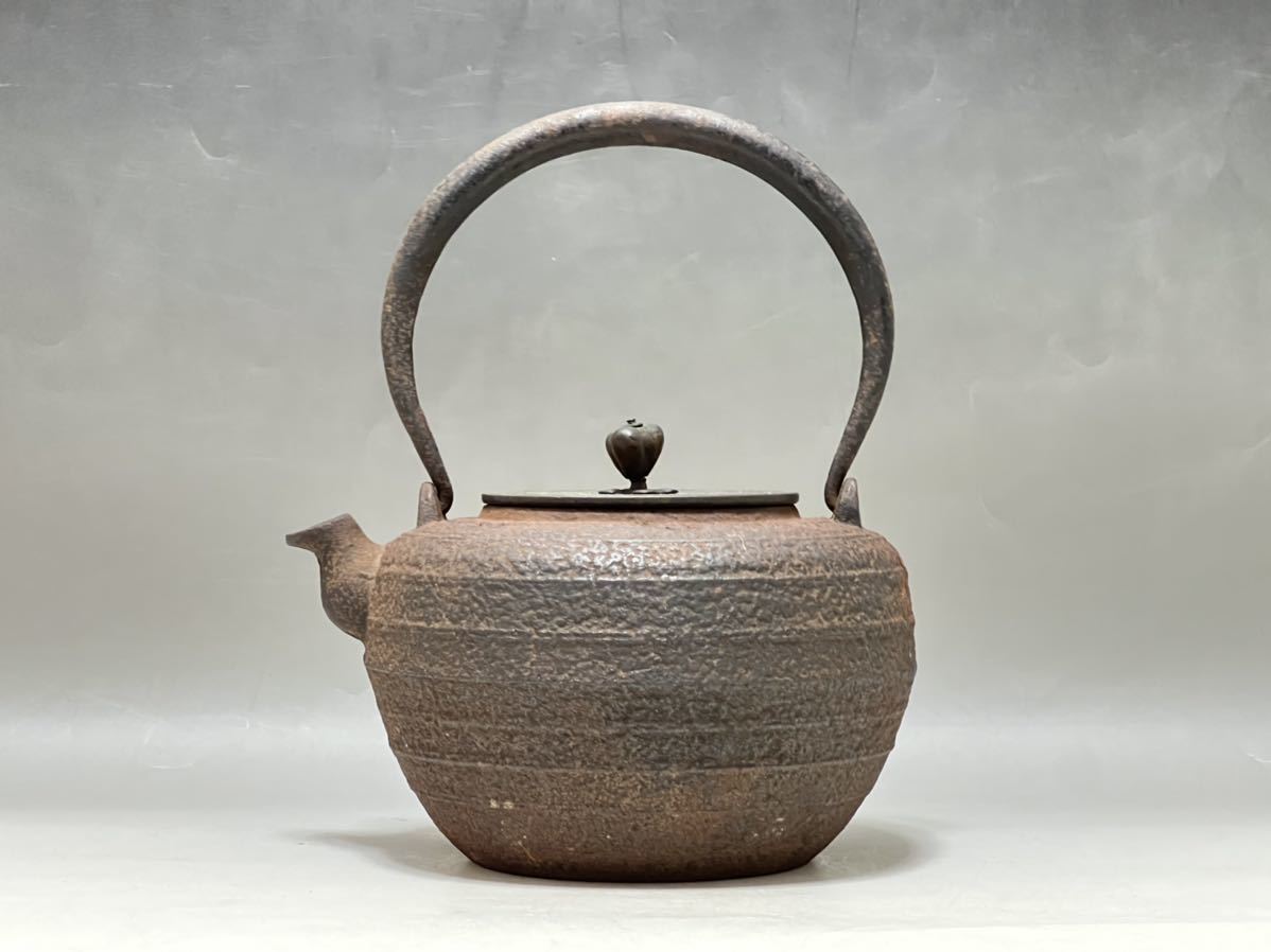 鉄瓶 大講堂 胴体在銘 銅蓋 時代物 煎茶道具 漏れなし 現状 品 煎茶
