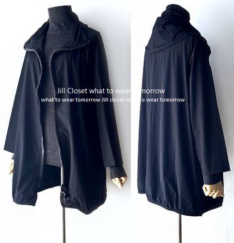 Jill.C*［新品］ 送料185円 伸縮◎BIGファスナーフルジッパー *ナイロン混ストレッチ スパンコート*春秋冬ロングシーズン対応3639.BLACK