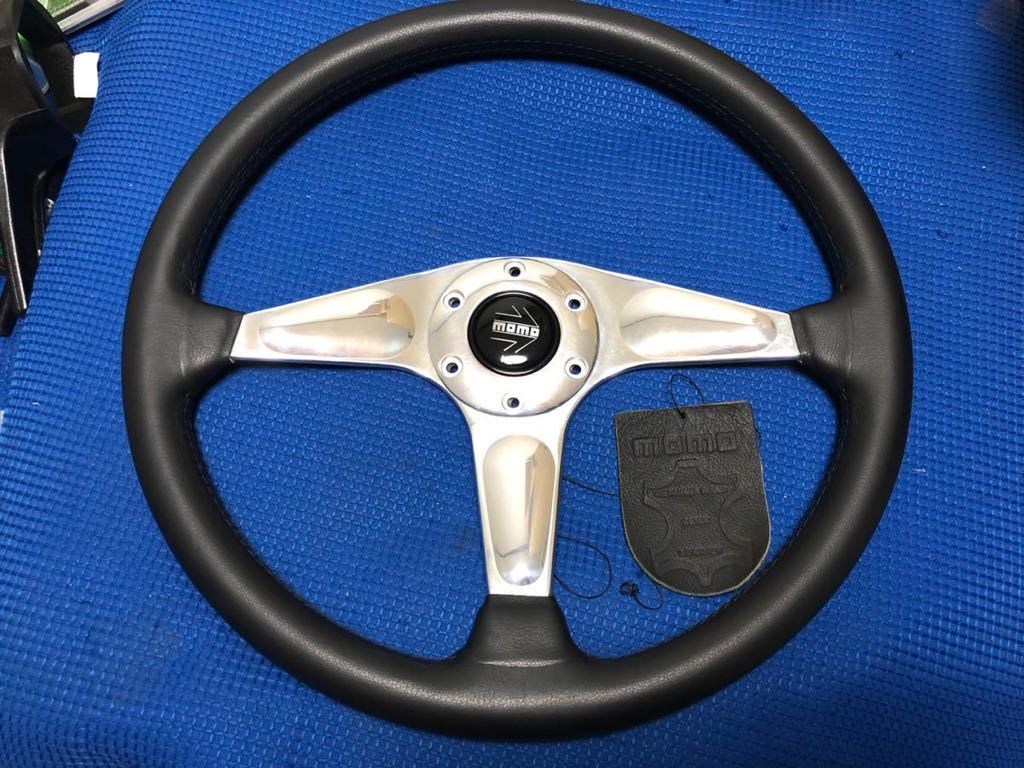 MOMO CERTO ブラックレザー 新品 未使用 ポリッシュ 36.5Φ ( モモ チェルト 希少 当時物 旧車 rare steering ロードスター M2 1001 1002