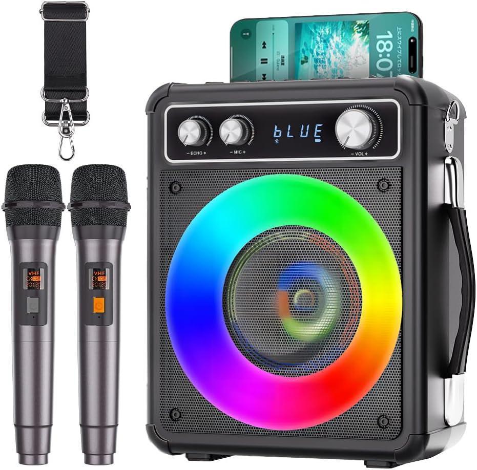  カラオケセット 拡声器 家庭用 ワイヤレスマイク２本付き(カラオケ機器)｜売買されたオークション情報、yahooの商品情報をアーカイブ公開 - オークファン カラオケ機器