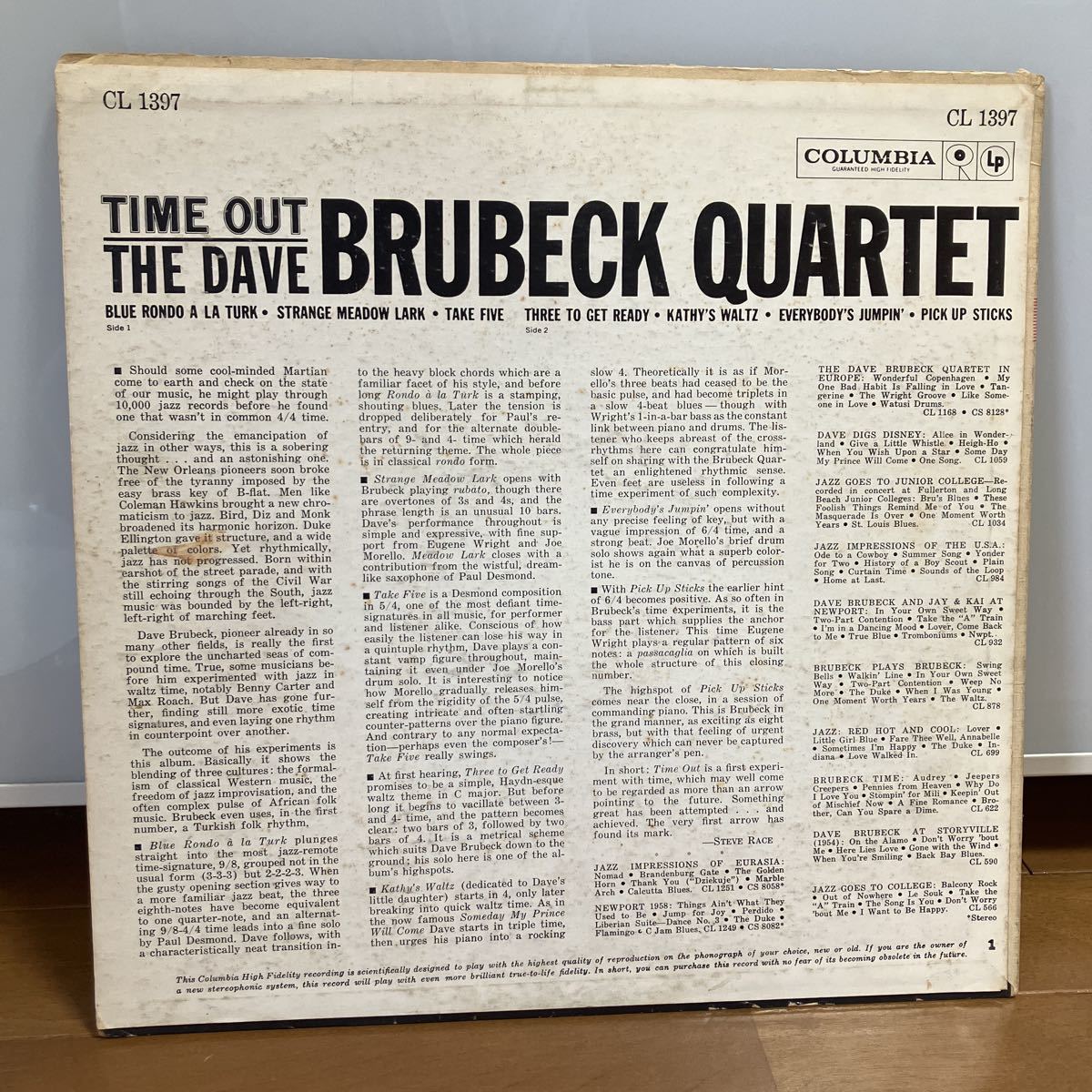 LP】☆名盤 デイブ・ブルーベック・カルテット / DAVE BRUBECK QUARTET