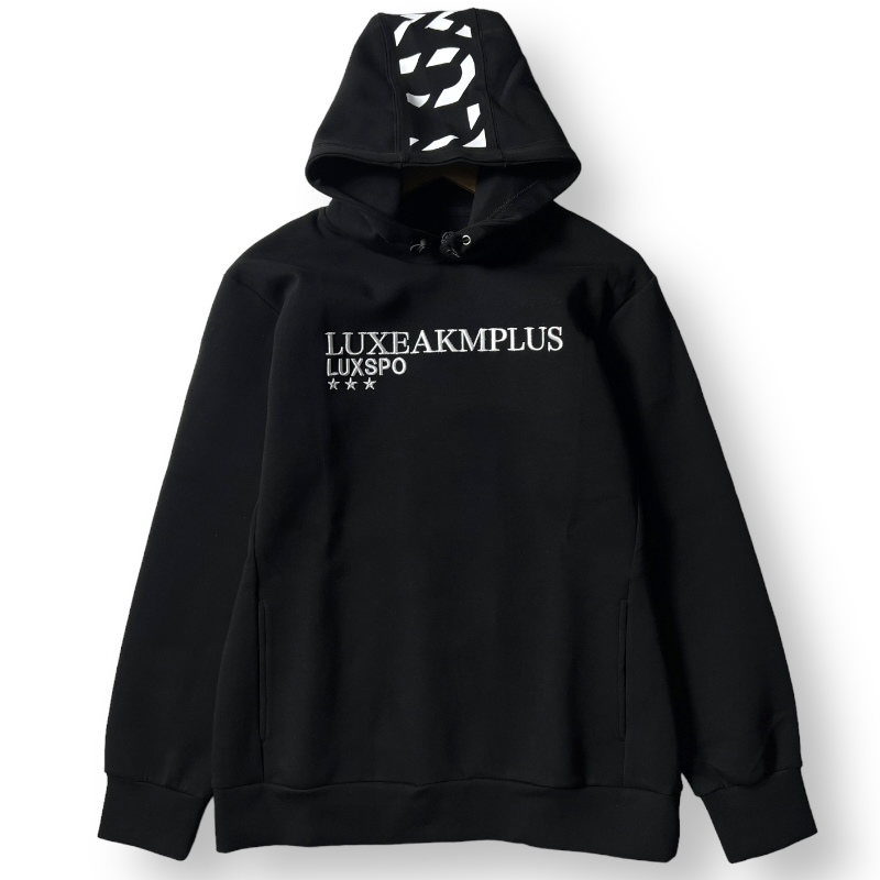 新品 LUXEAKMPLUS リュクスエイケイエムプラス 定価1.4万 刺繍ロゴ フーディー パーカー プルオーバー ゴルフウェア M メンズ GOLF◆B1436a