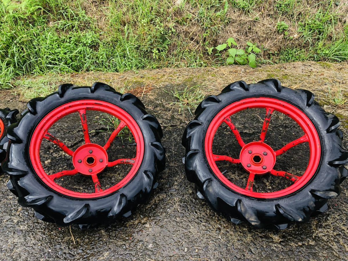 ★水田　タイヤ　車輪★タイヤサイズ４.00ー２１(4PR)★取付軸６角　対辺間38ｍｍ★送料安価可能（送料記載）★パンク無しですがヒビ有り