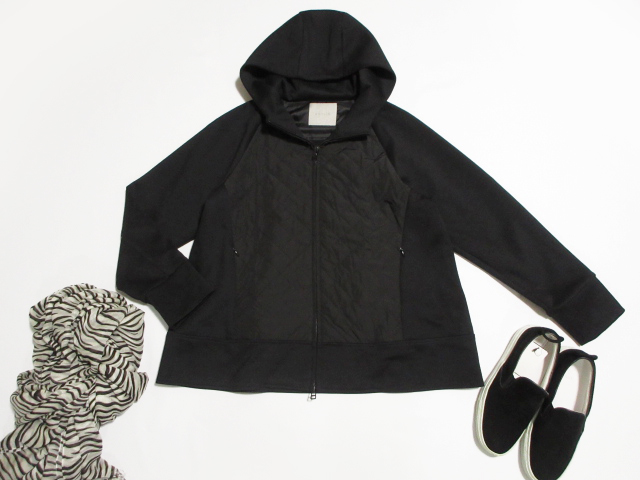 自由区UNFILOサイズ38稲沢朋子さん着【洗える】中綿コンビ暖パーカ/大きいサイズの方も