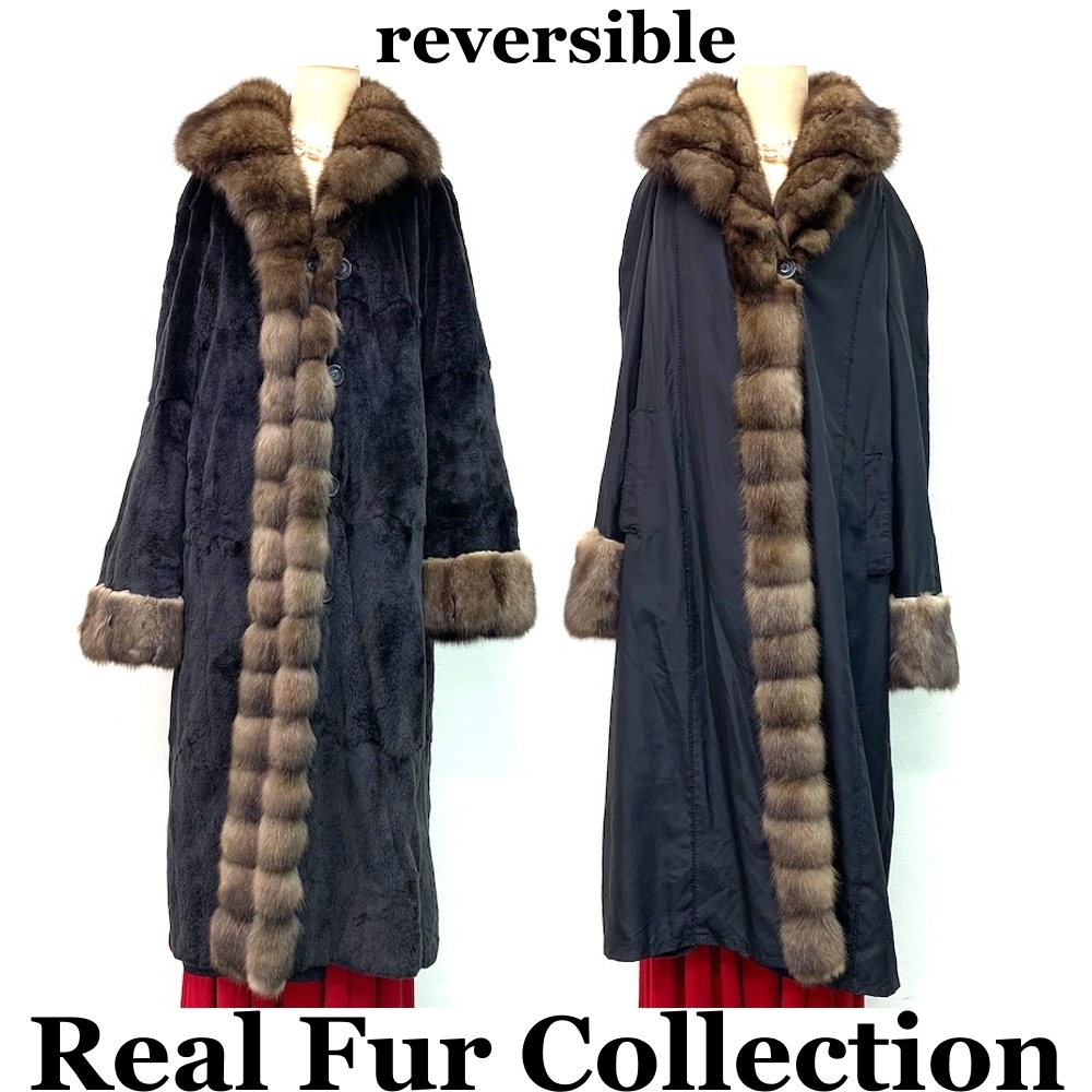 毛皮コート リバーシブル セーブル ウィーゼル リアルファー realfur