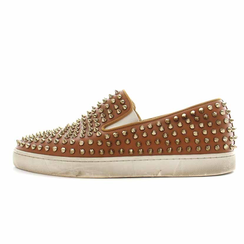 クリスチャンルブタン Christian louboutin スリッポン レザー スタッズ 43 28cm 茶 ブラウン /YI11 メンズ