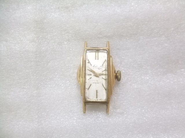60sスイス製K18金側（0.750）コクイン有LILY手巻腕時計不動ジャンク品　き028