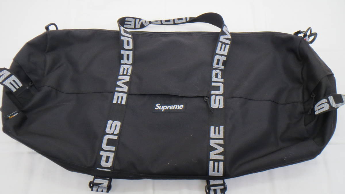 ♪G70040:Supreme シュプリーム ナイロンキャンバス 2WAY ボストン ハンドバッグ ショルダー 旅行かばん 手持ち ブラック系 中古