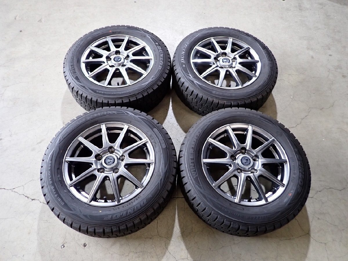 YS1519【送料無料195/65R15】ノア VOXY ステップワゴン 2019年製 ダンロップ 中古スタッドレスセット■15×6J 114.3/5H ET52■