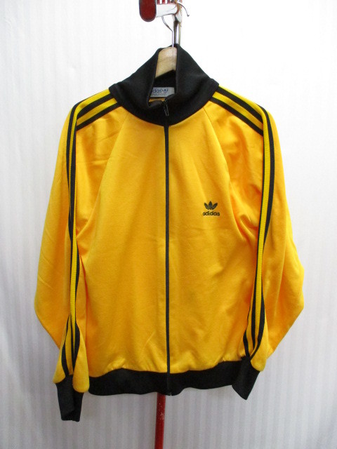 アディダス　80sヴィンテージ　メンズジャージトップ　メンズ５　黄黒　三つ葉ロゴトラックジャケット　トラックトップ　ブルゾン　09291