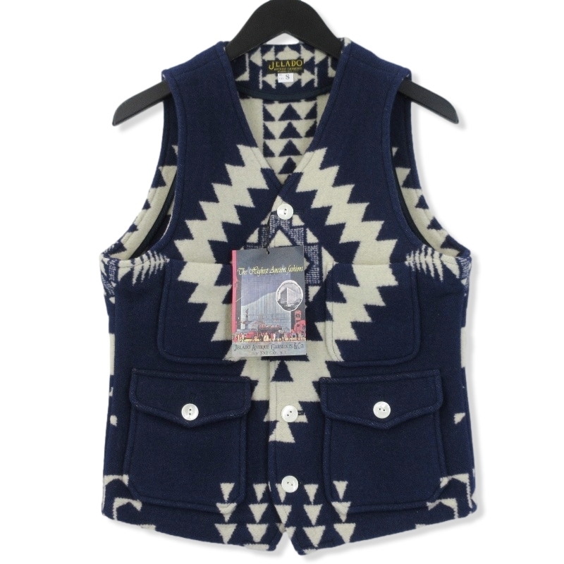 美品 JELADO ジェラード セーラムベスト AG63503 Salem Vest ブランケットベスト 日本製 ネイビー S タグ付き 70014964
