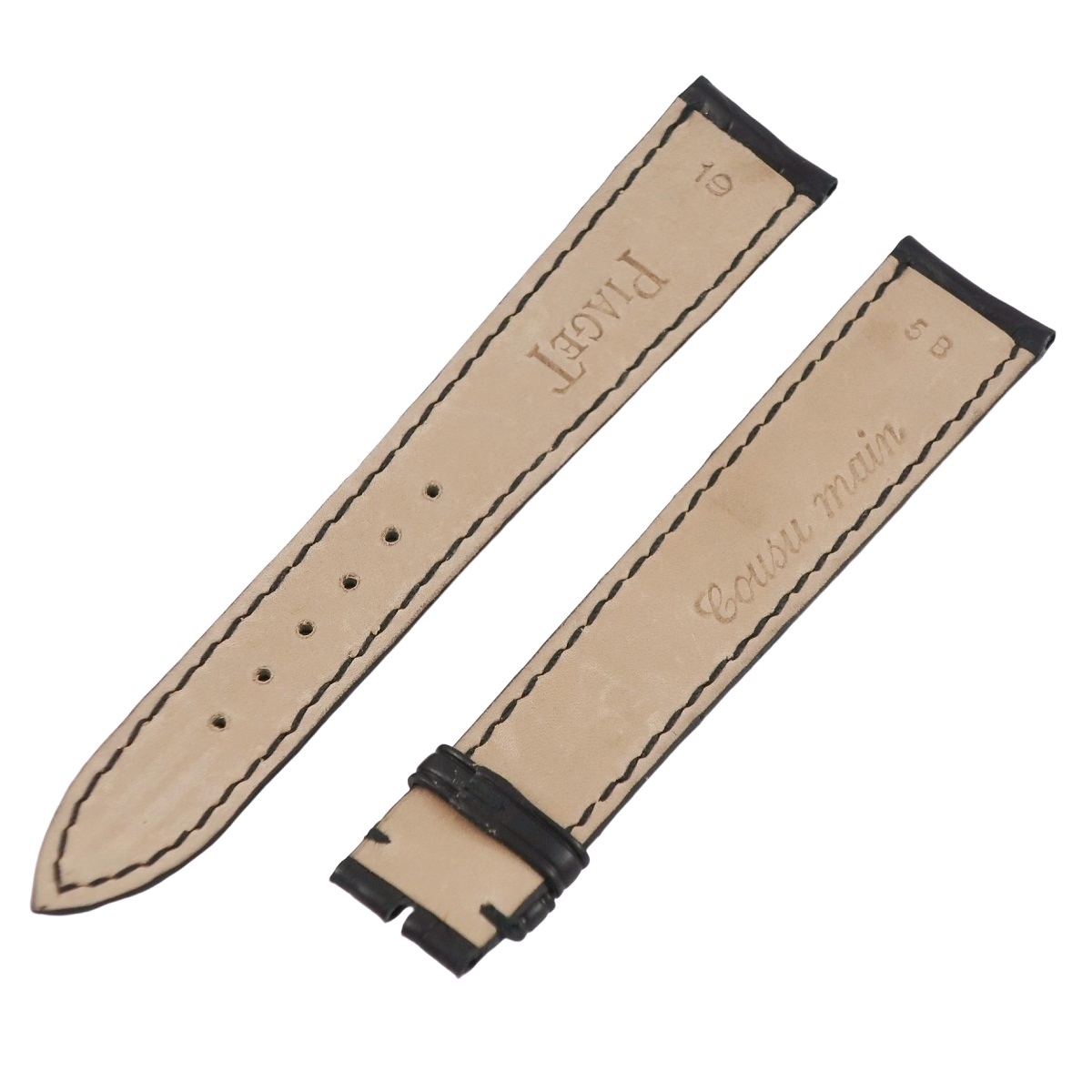 3年保証】 ピアジェ 未使用 純正 クロコ ベルト ストラップ 19mm 黒