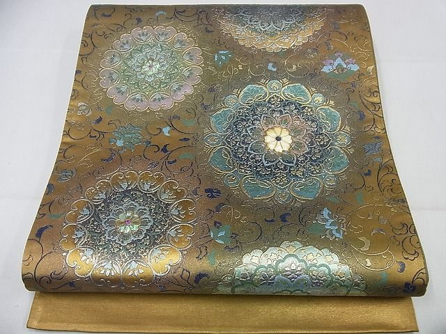 平和屋1□六通太鼓柄袋帯 螺鈿箔 鳳凰唐草文 金彩 逸品 CAAG3070eg