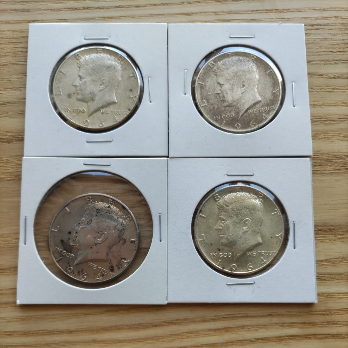 1964年 ケネディ ハーフダラー 4枚 銀貨 まとめ売り 1964年ケネディハーフダラー銀貨 4枚まとめて ケネディ ハーフダラー