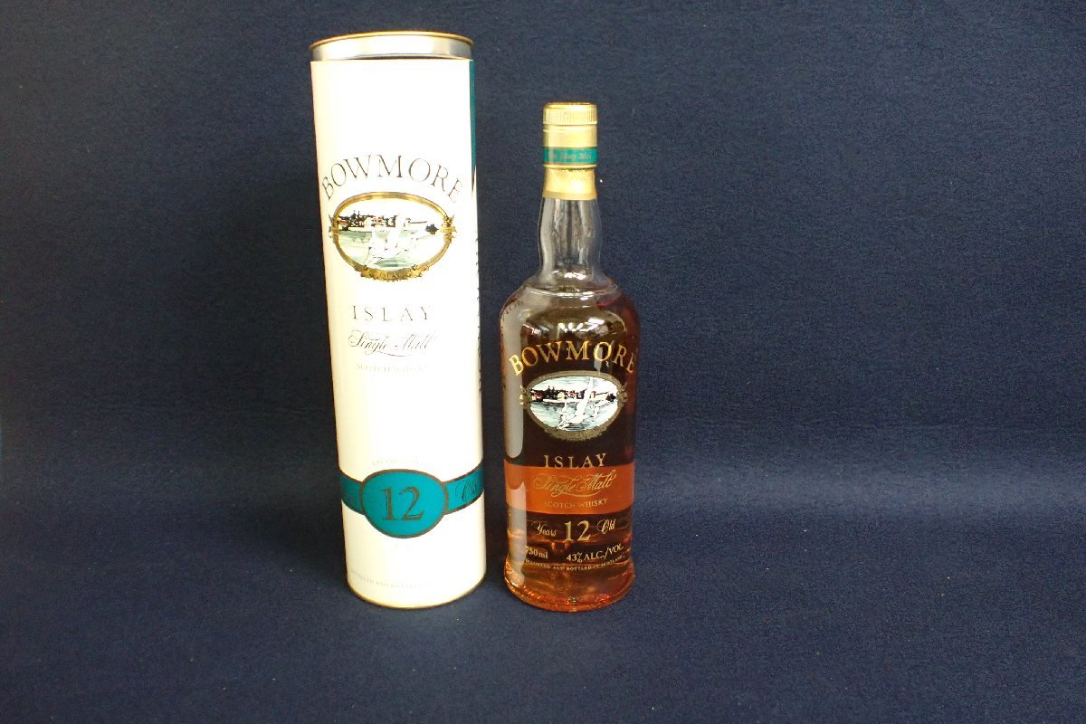 ★100252 BOWMORE ボウモア12年 750ml カモメラベル シルクプリント アイラウイスキー シングルモルト 未開栓 ケース入り★