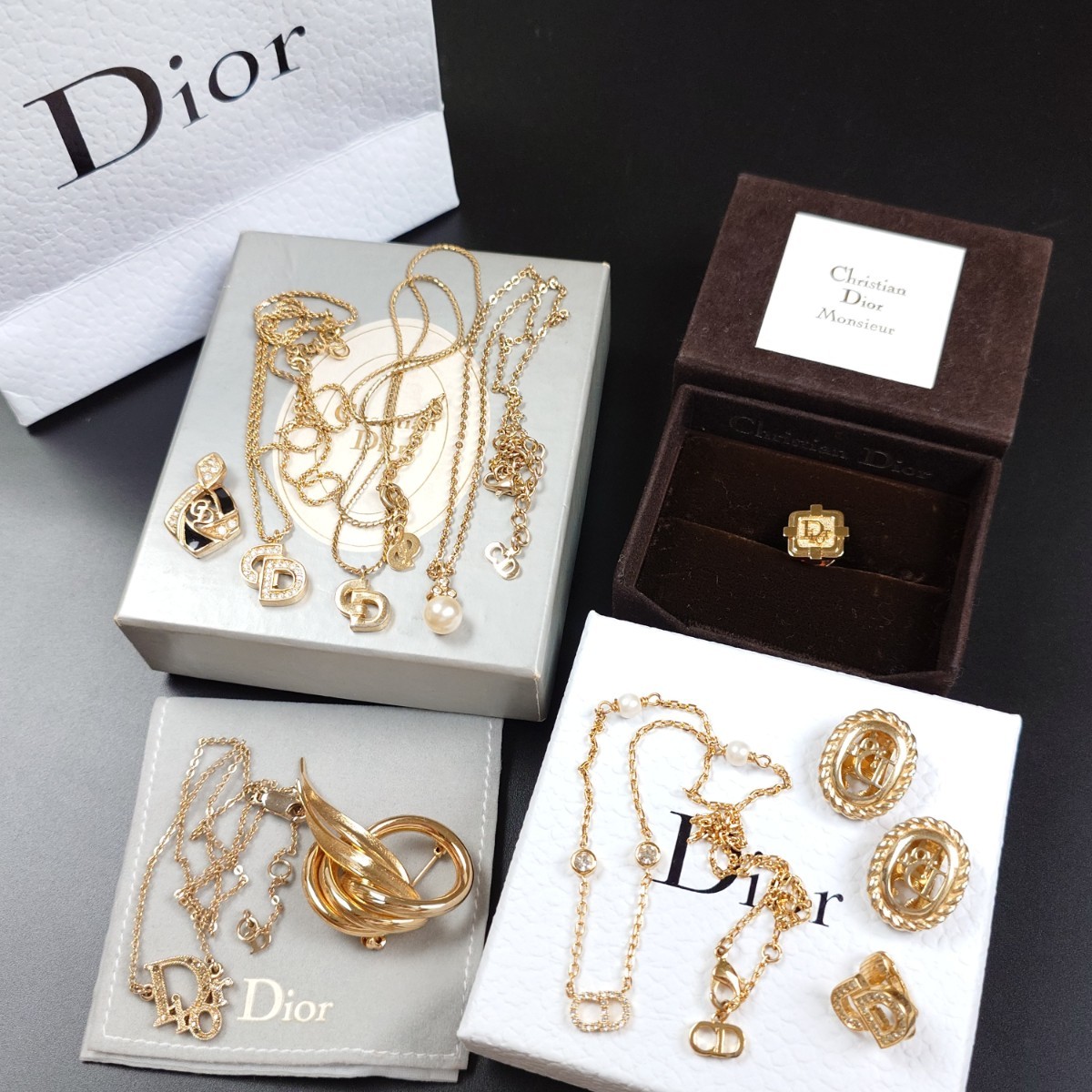 超豪華】まとめ Dior ディオール ネックレス イヤリング ブローチ 