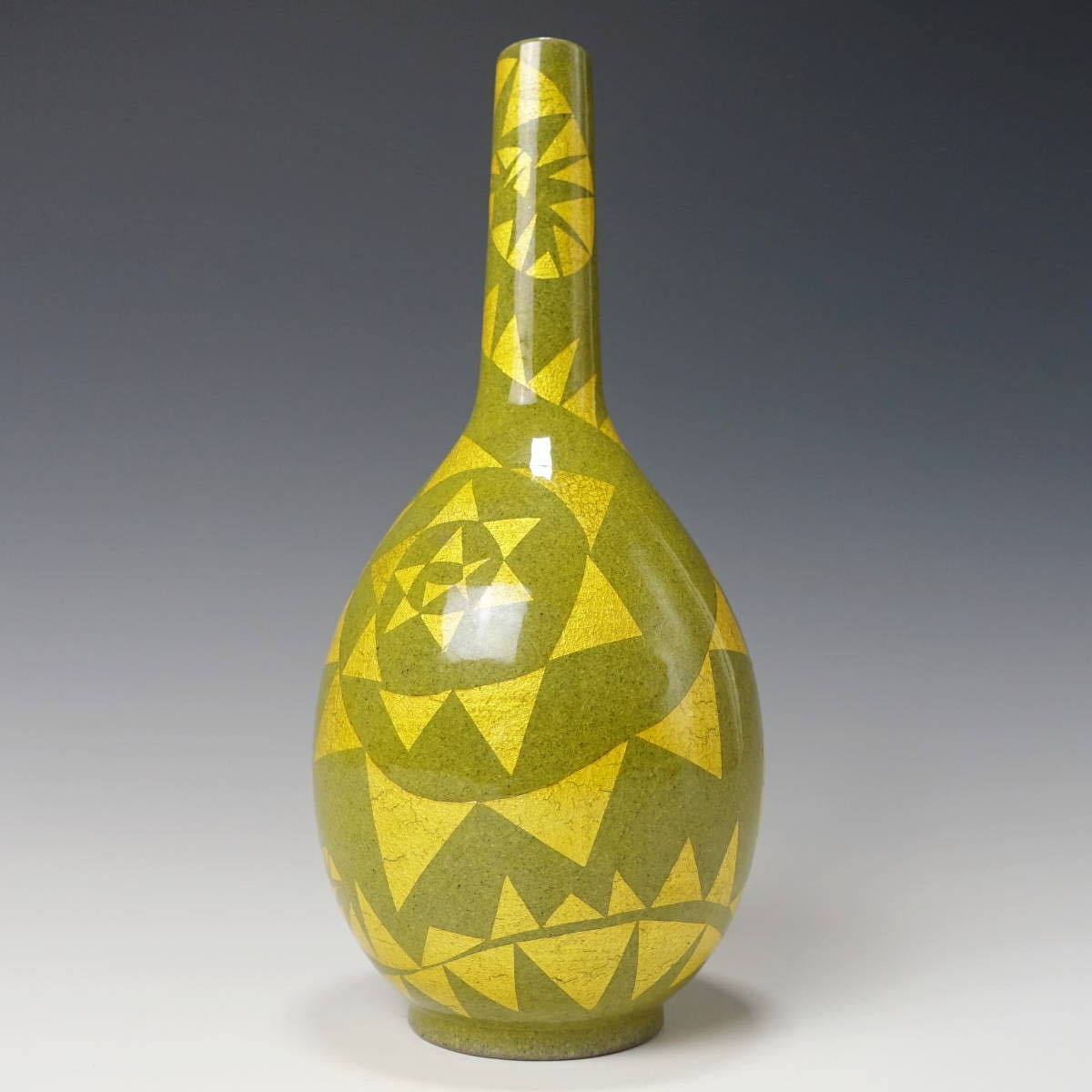 由】小野珀子 釉裏金彩 花立 高さ23.7cm【花入 飾壷 花瓶 一輪挿 花器
