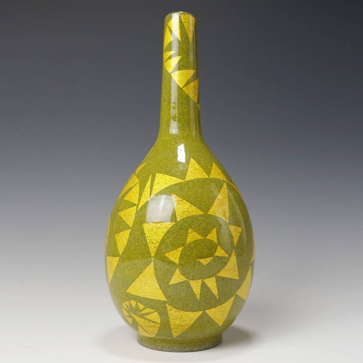 由】小野珀子 釉裏金彩 花立 高さ23.7cm【花入 飾壷 花瓶 一輪挿 花器 