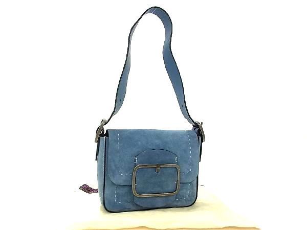 1円 ■美品■ TORY BURCH トリーバーチ スエード ワンショルダーバッグ 肩掛け レディース ブルー系 BF2903