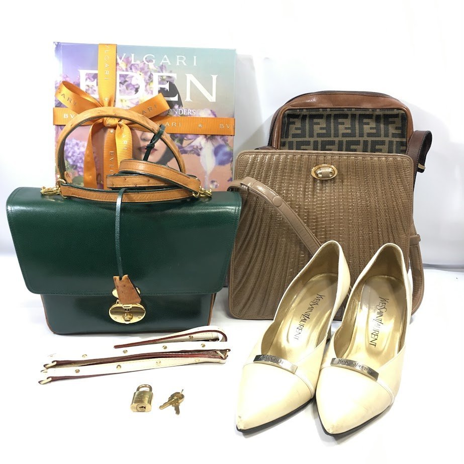 ■【買取まねきや】ヴィトン カデナ&キー ベルト スハリレザー サンローラン パンプス フェンディ他 バッグ ブルガリ EDEN おまとめ7点■