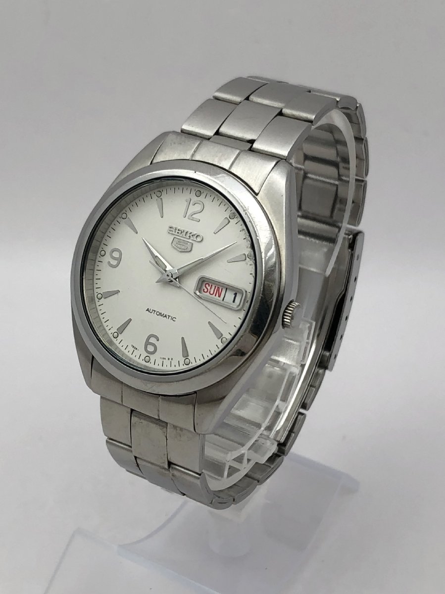 1円～/SEIKO/セイコー/5/ファイブ/7S26-0060/3針/デイデイト/白文字盤/シルバーカラー/自動巻/メンズ腕時計/稼動品/ジャンク/T065