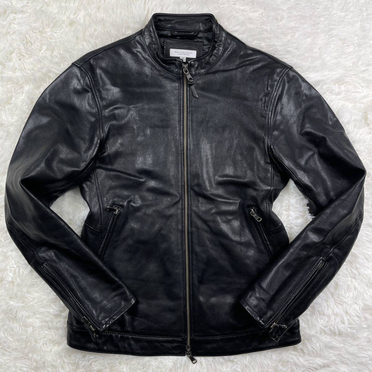 ユナイテッドアローズ 牛革 レザーライダースジャケット 美品 ユナイテッドアローズ 山羊革 本革 レザージャケット ライダース