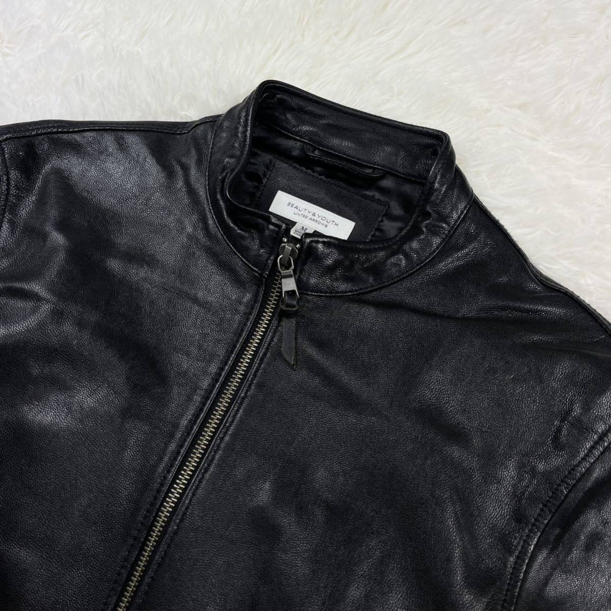 美品 ユナイテッドアローズ 山羊革 本革 レザージャケット ライダース