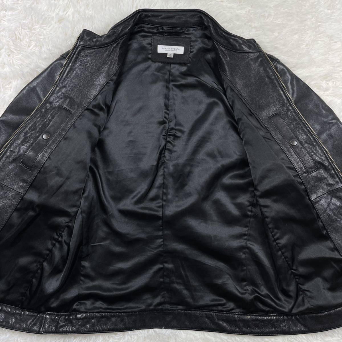 美品 ユナイテッドアローズ 山羊革 本革 レザージャケット ライダース