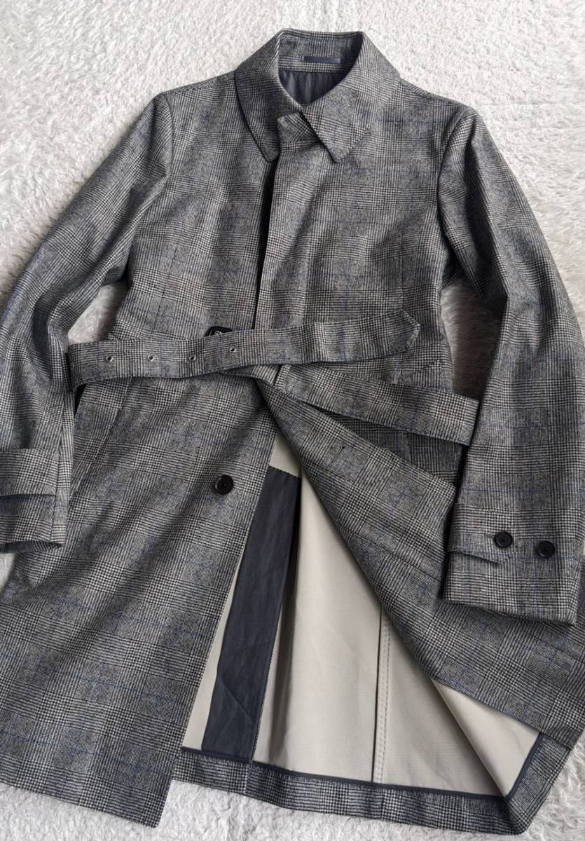 トゥモローランド イタリア製 最高級生地 ロロピアーナ ウール 4B ステンカラーコート ベルト付き 美シルエット 46 S～Mサイズ相当