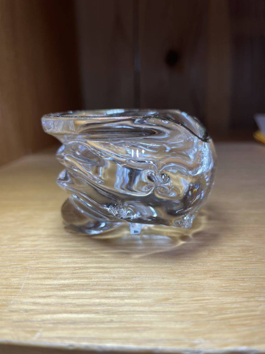 義山 水崎長寿 硝子栄螺 蓋置 茶道具 共箱 ガラス サザエ 義山 水崎