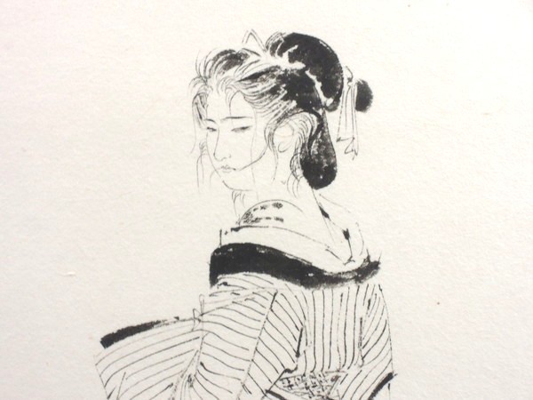 日本画 美人画 額装品 立美 サイン入り 真作/志村立美/「桃山荘」/約5号/水墨画/日本画/額装品/直筆サイン入り