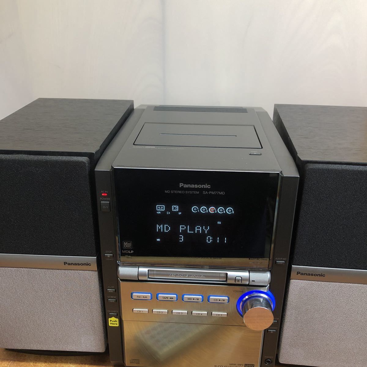 Panasonicパナソニック 5CDチェンジャー MDステレオシステム SA-PM77MD