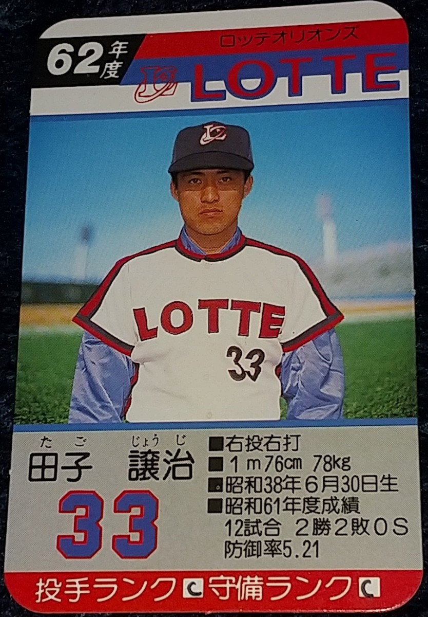タカラプロ野球カードゲーム昭和62年度ロッテオリオンズ 田子譲治 