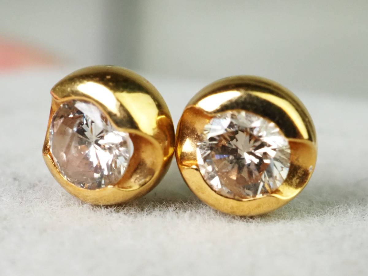 2138E】ジュエリーマキ K18ゴールド 天然ダイヤモンド 計0.43ct/0.22