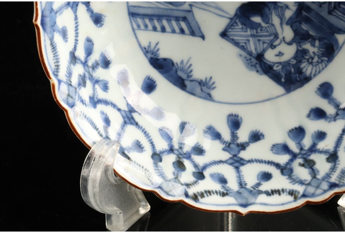 URA]中国古玩/渦福/古染付人物文鉢/8-10-11 (検索)骨董/