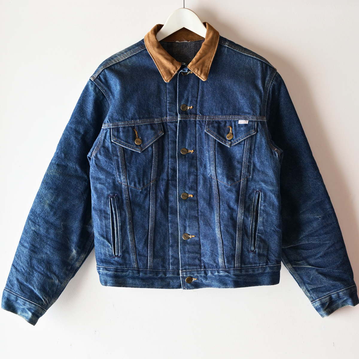 80s Carhartt デニム トラッカー ジャケット 40 裏地ブランケット 