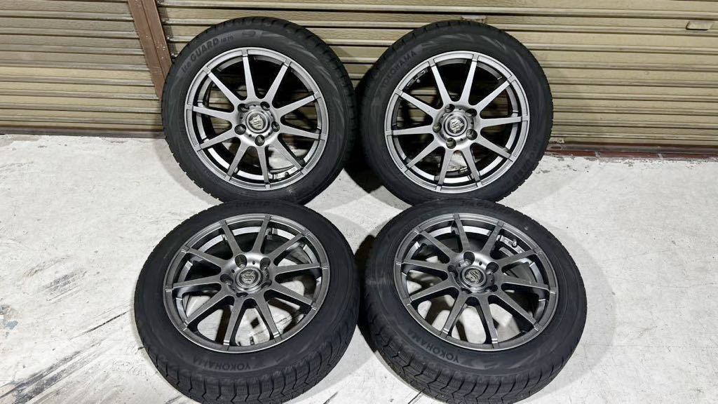4本 ホイール付 スタッドレス185/55R16 スズキ スイフトYOKOHAMA アイスガード7 21年末製造 残溝6mm 7部山 16インチ 6.5J PCD100 5穴
