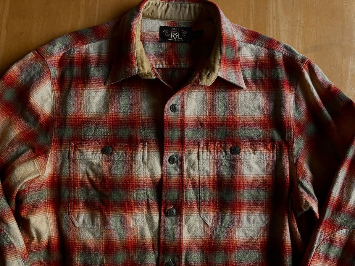 RRL シャドーチェックネルワークシャツ S 激渋の秋らしいオンブレ 