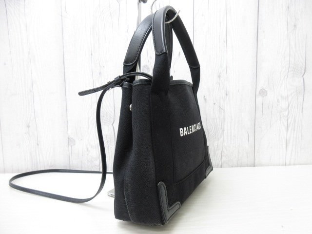 美品 バレンシアガ ネイビーカバスXS キャンバス ショルダー ホワイト 