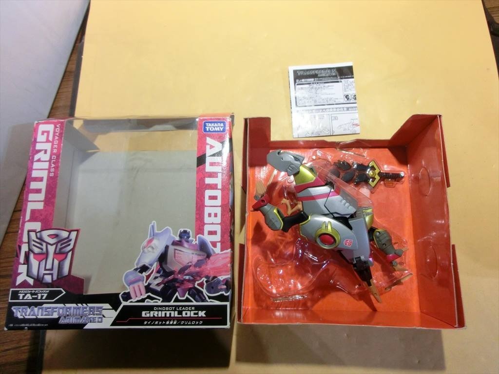 T【ヤ3-22】【60サイズ】▲フィギュア/トランスフォーマー アニメイテッド TA-17 グリムロック/ジャンク扱い/※外箱傷み有