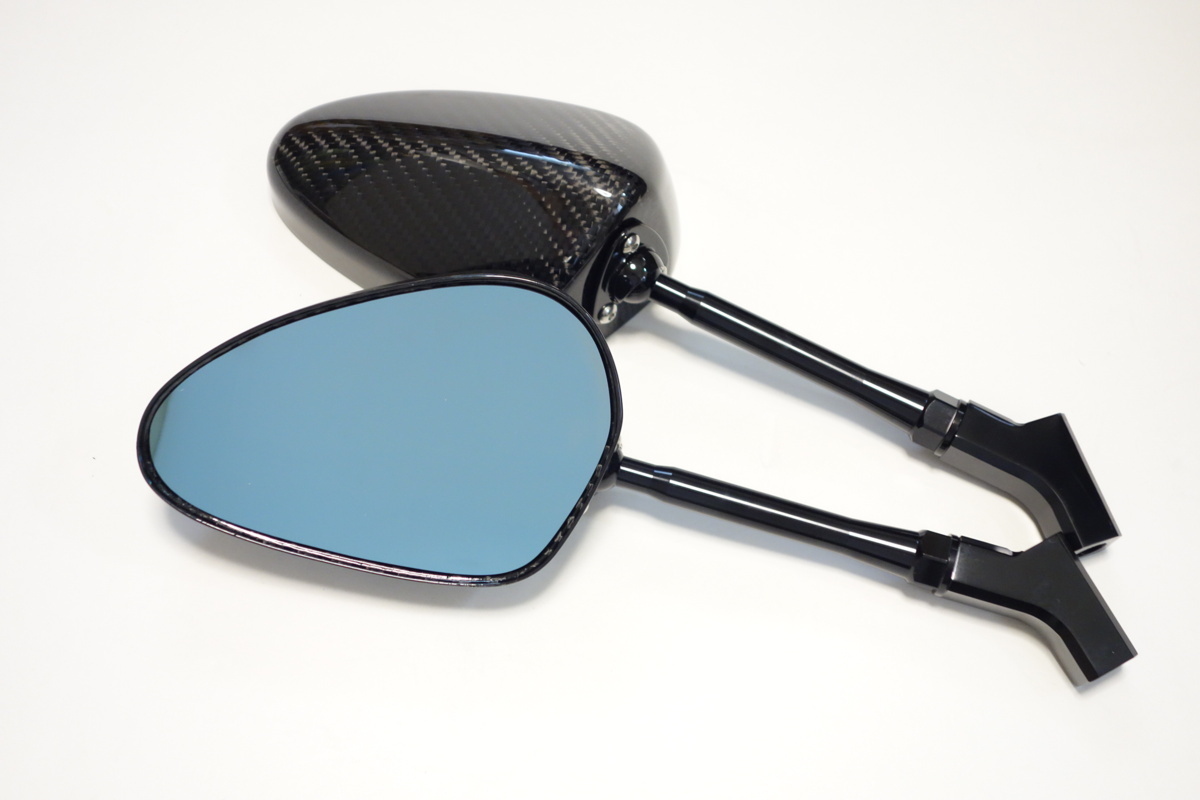 SIMOTA正規品□カーボンバックミラー【135mm・ブルーレンズ】 正ネジ