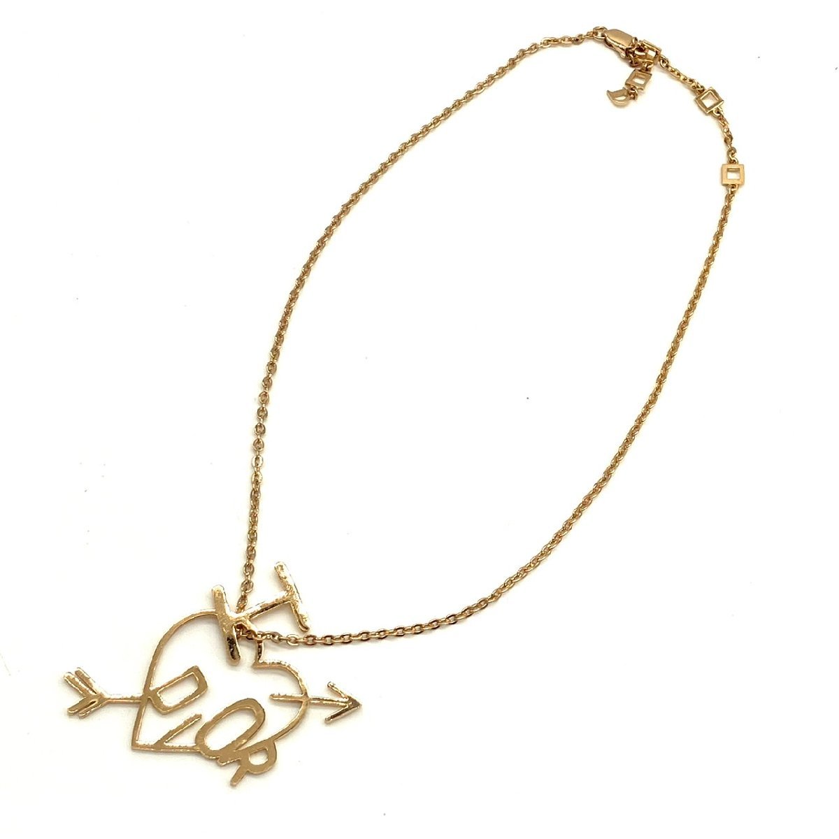 美品 Dior ディオール ハート アロー ネックレス ゴールドカラー 