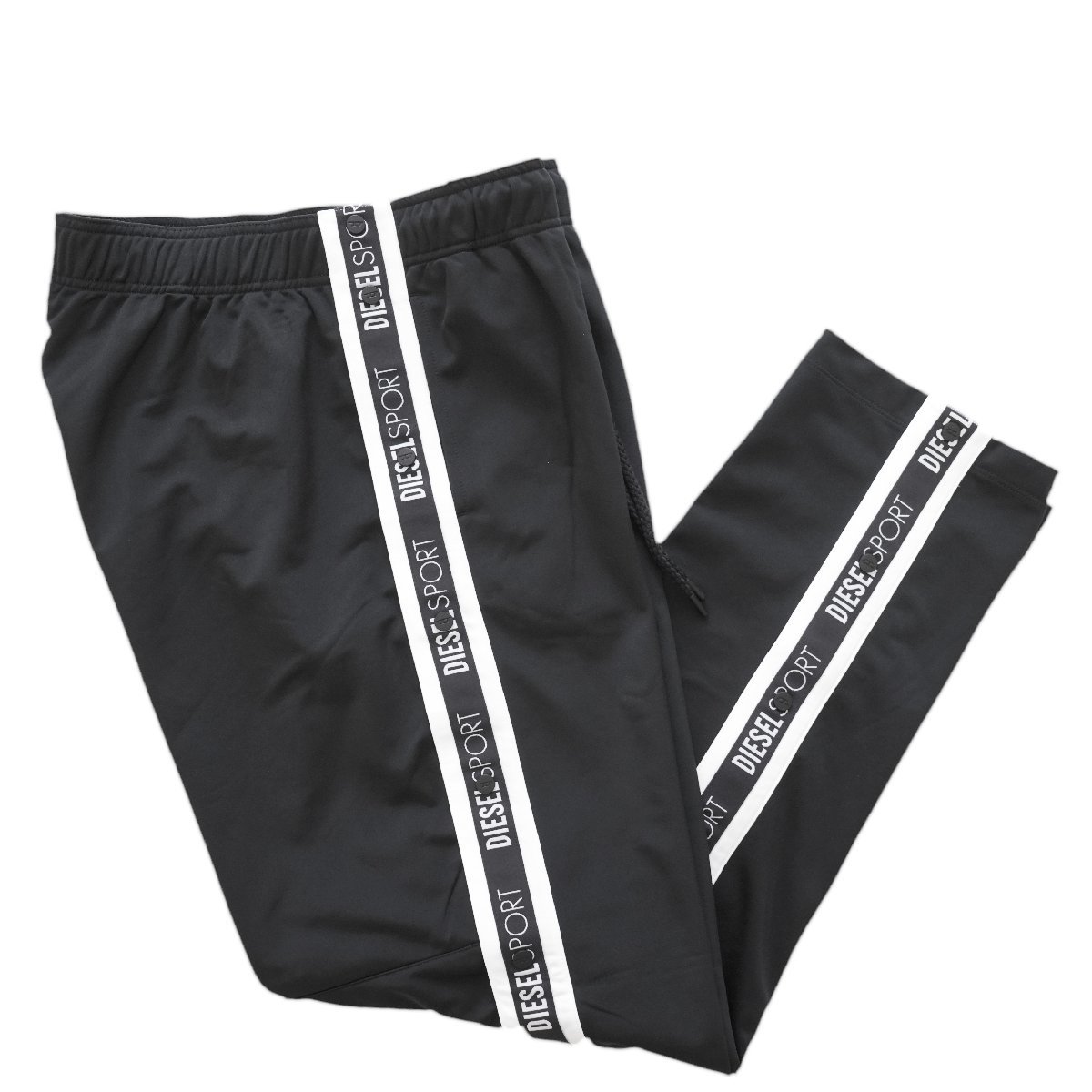 2023◆新品◆ディーゼル◆楽チンでお洒落 大人顔 DIESEL SPORT ロゴテープ トラック パンツ L 黒 リラックスFIT◆ジャージ 楽パン