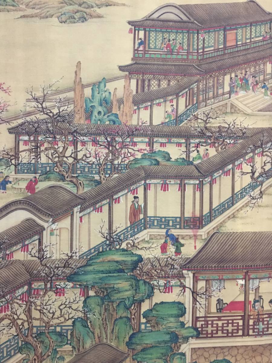 中国書画・中國書畫名家郎世寧畫作【亭台樓閣圖】・宣紙・山水画 中国