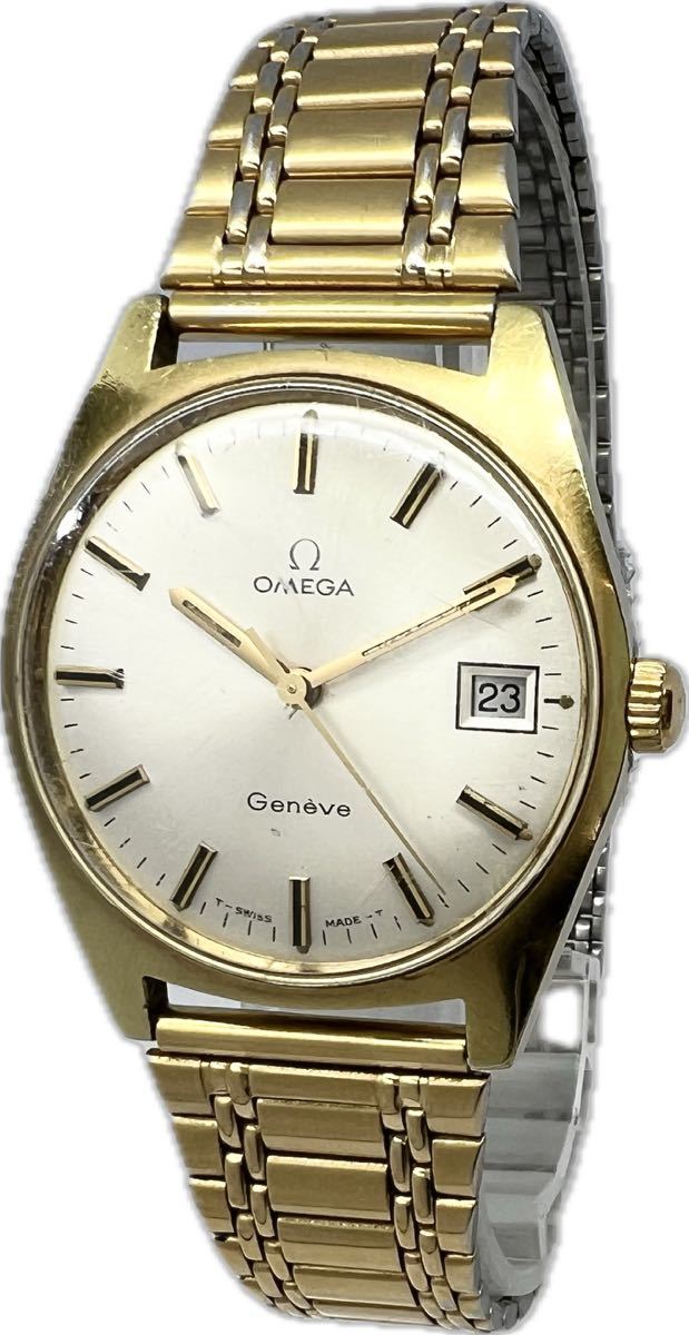1円〜 H OMEGA オメガ ジュネーブ ゴールドモデル 純正風防 メンズ 手