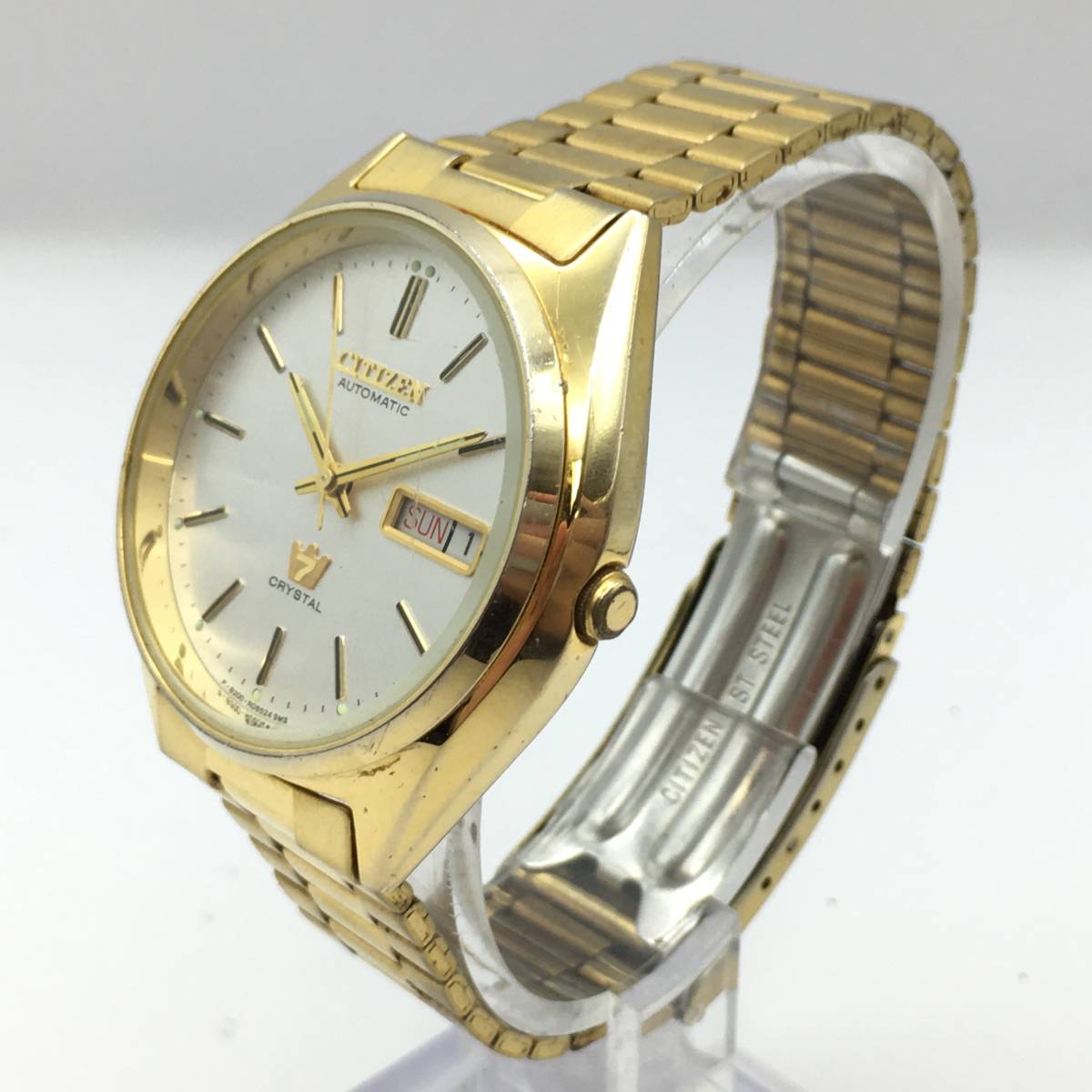 ◯D8-57 CITIZEN/シチズン Crystal 7 3針 Day-Date デイデイト メンズ 自動巻き 腕時計 8200-R00961 RC 稼働品