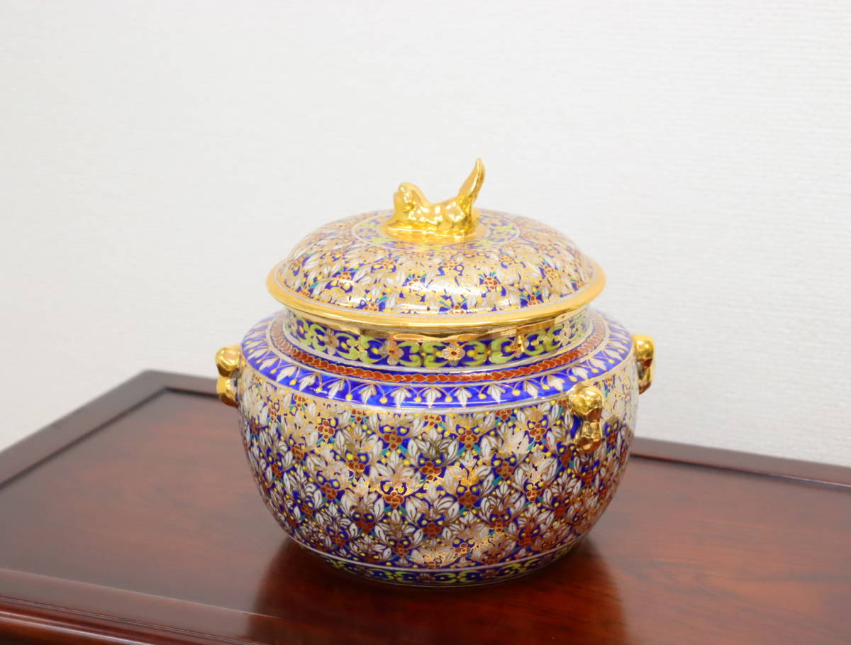 ⁄ 蓋付き小鉢 ベンジャロン焼 推定20C後期 磁器 タイ アジアン雑貨 