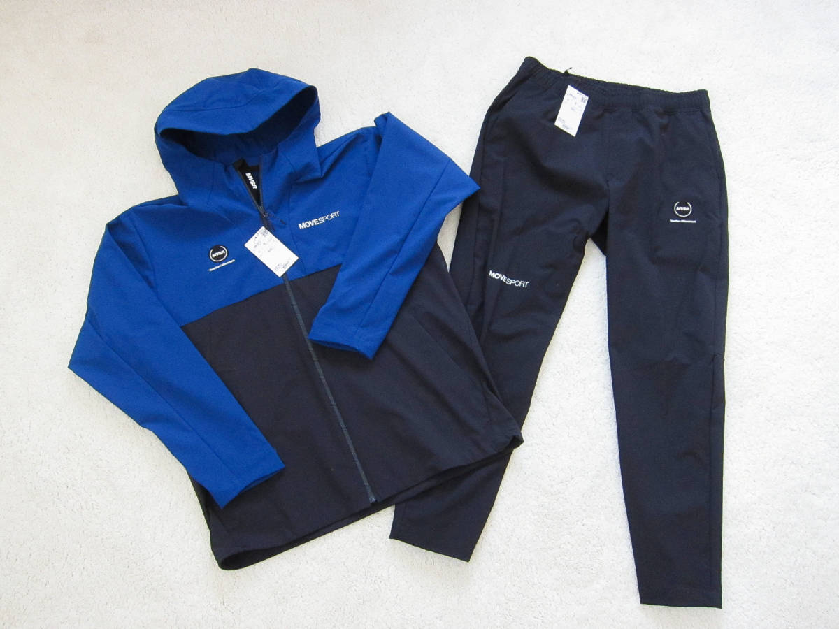 【新品】2023年モデル DESCENTE デサント movesport AIRY TRANSFER フルジップフーディー&テーパードパンツ 上下セット Mサイズ 青/紺