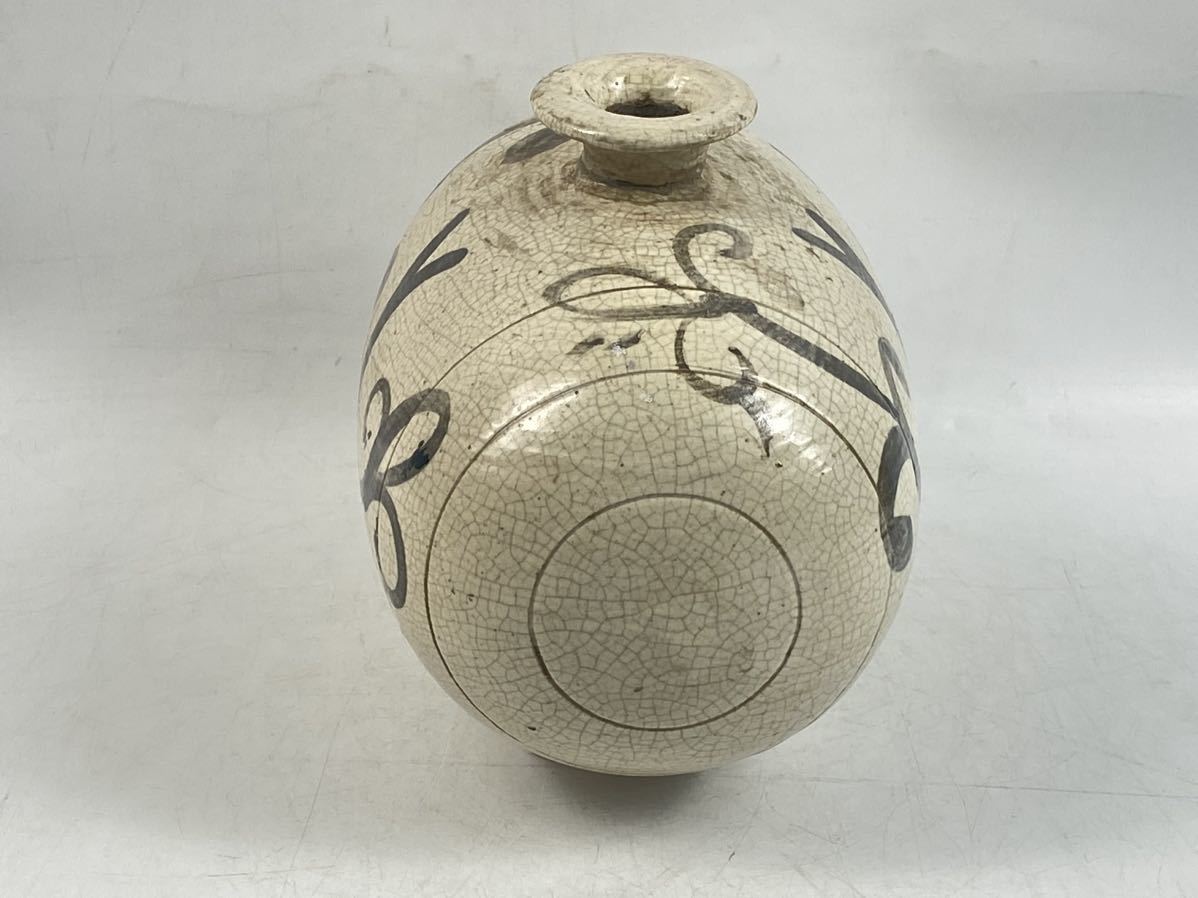 朝倉古美術】李朝 俵徳利 刷毛目 鉄絵 骨董 古玩 時代美品