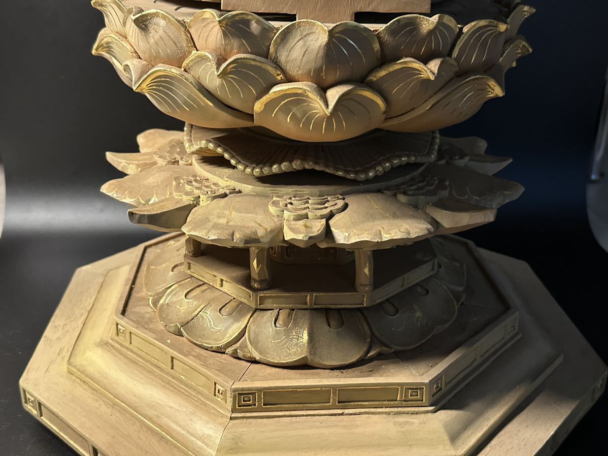 仏像 仏教美術 特大 23.10⁄od 木彫薬師如来座像 蓮台 金彩 約71cm 薬師